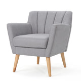 Christopher Knight Home® - Noble House - Merel Mid Century Modern Light Grey Fabric Club Chair