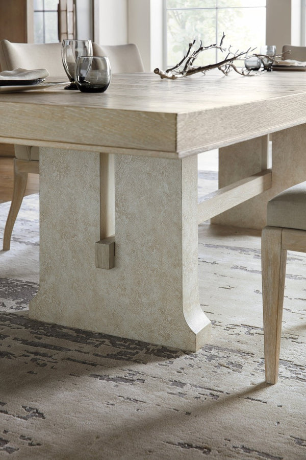 Hooker Furniture Cascade Rectangle Dining Table With 22" Leaf — Modern Farmhouse Taupe Top, Cream Gesso Base, Seats 8–10 6120-75200-80