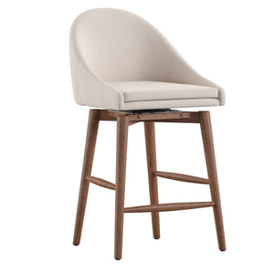 Homelegance By Top-Line Montague Mid-Century Wood Swivel Counter Height Stools (Set of 2) Beige Rubberwood