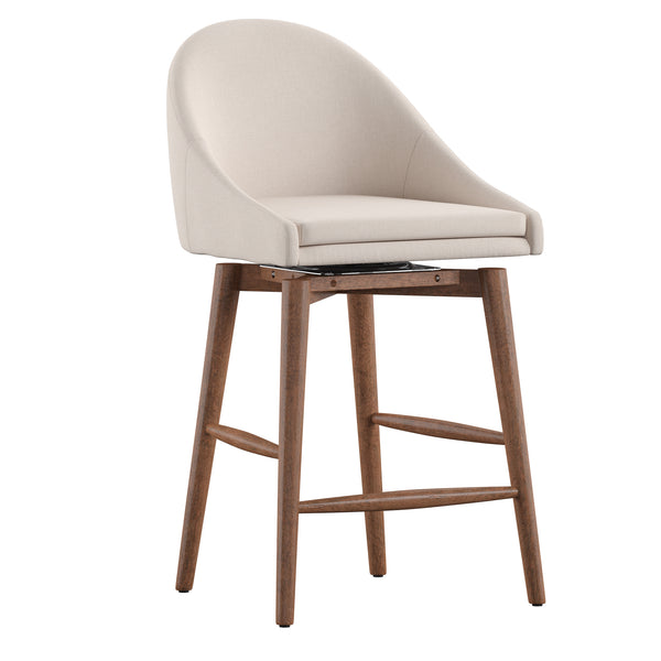 Homelegance By Top-Line Montague Mid-Century Wood Swivel Counter Height Stools (Set of 2) Beige Rubberwood