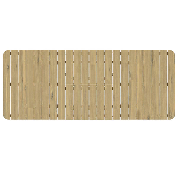 English Elm Beachside Extendable Outdoor Dining Table in Light Teak — Solid Acacia Wood, Seats 4-8, 63–86.6" B136P159383