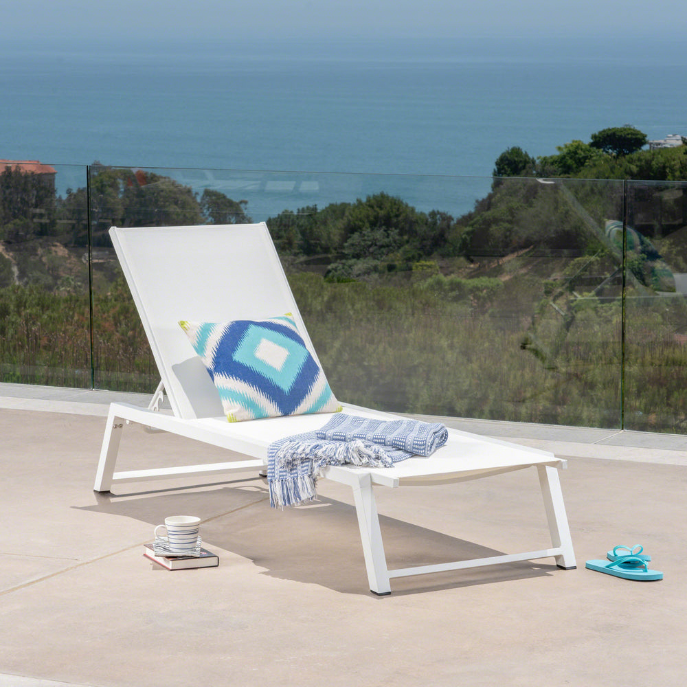 English Elm Myers Outdoor Aluminum Mesh Chaise Lounge Adjustable Poolside Reclining Chair 61407.00WWHI