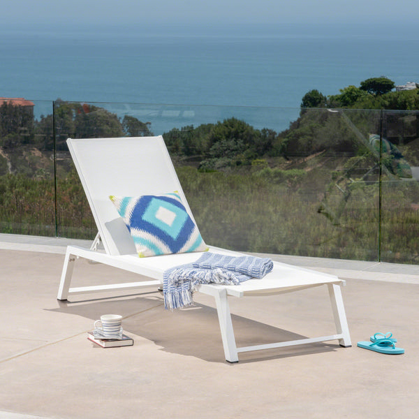 English Elm Myers Outdoor Aluminum Mesh Chaise Lounge Adjustable Poolside Reclining Chair 61407.00WWHI