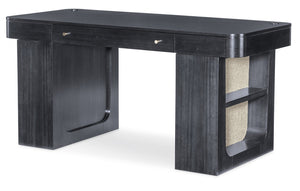 Hooker Furniture Kenzo Sit to Stand Home Office Desk with Grass Cloth Accents and Wood Grain Finish 6104-10458-99