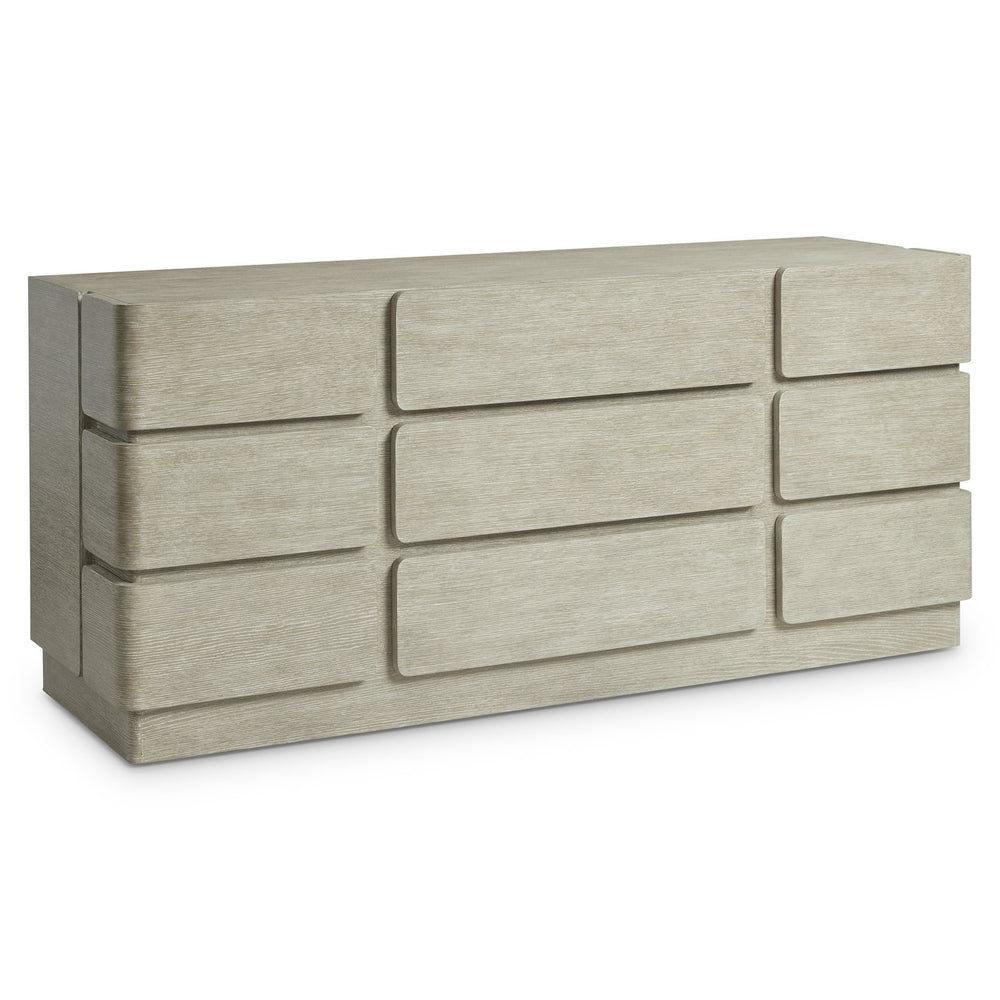 Bernhardt Bernhardt Arcadia Dresser In Wire-Brushed Clay Oak — Rustic-Modern 9-Drawer Wrap-Around Storage, Soft-Close 334054