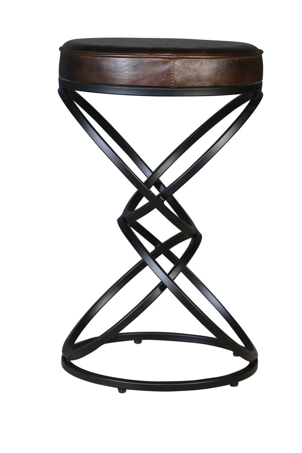 Porter Designs Polaris Leather Bar Stool - Modern Elegance With Comfort For Stylish Living Spaces Brown Leather 02-218-11-6796