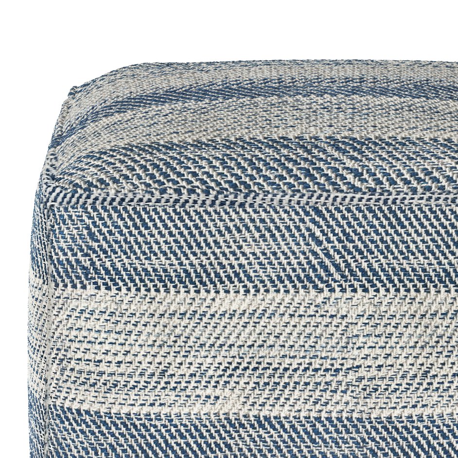 English Elm Clay Hand-Woven Teal Mélange Square Pouf - Stylish, Versatile Seating For Modern & Coastal Decor B136P159272