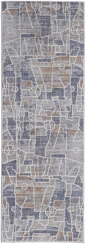 Feizy Rugs Francisco Abstract Geometric Rug - Southwestern-inspired Design For Modern Living Spaces Blue,Gray,Orange Polyester,Polypropylene Fra39d4fblumlti1c