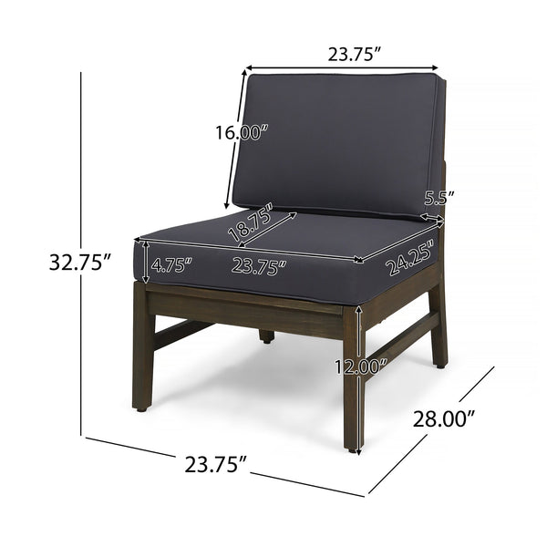 English Elm Perla Armless Accent Chair Tailored Low Profile Upholstered Seat for Living Room 58941.00L-R-CON-M2GD-59098GRY