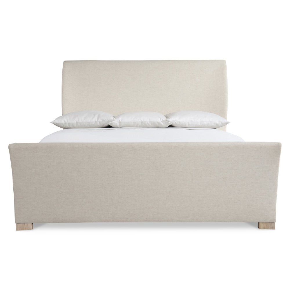 Bernhardt Bernhardt Modulum Upholstered California King Sleigh Bed — Curved Headboard, Oak Feet, Luxe Support K1826