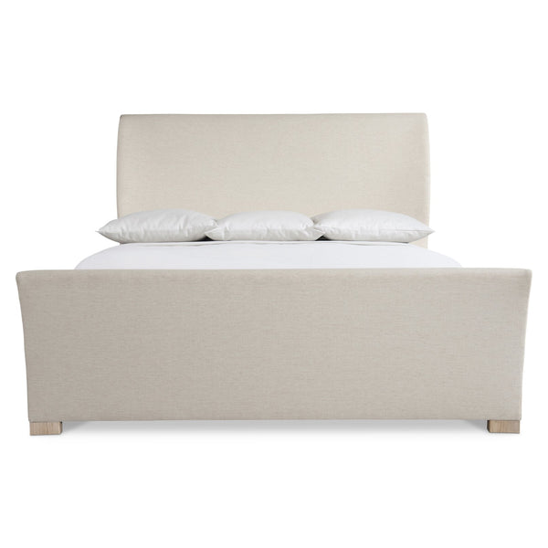 Bernhardt Bernhardt Modulum Upholstered California King Sleigh Bed — Curved Headboard, Oak Feet, Luxe Support K1826