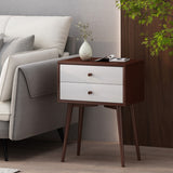 Christopher Knight Home® - Noble House - Newcomb Mid-Century Modern Side Table, Brown and White