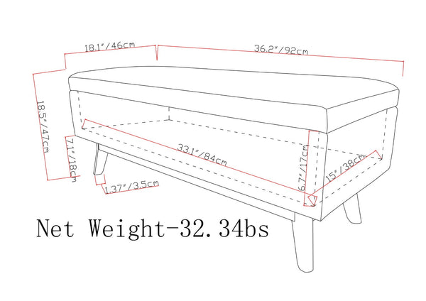 English Elm Owen - Stylish Mid-Century Small Rectangular Storage Ottoman In Distressed Grey Taupe Faux Leather B136P159199-GIGA