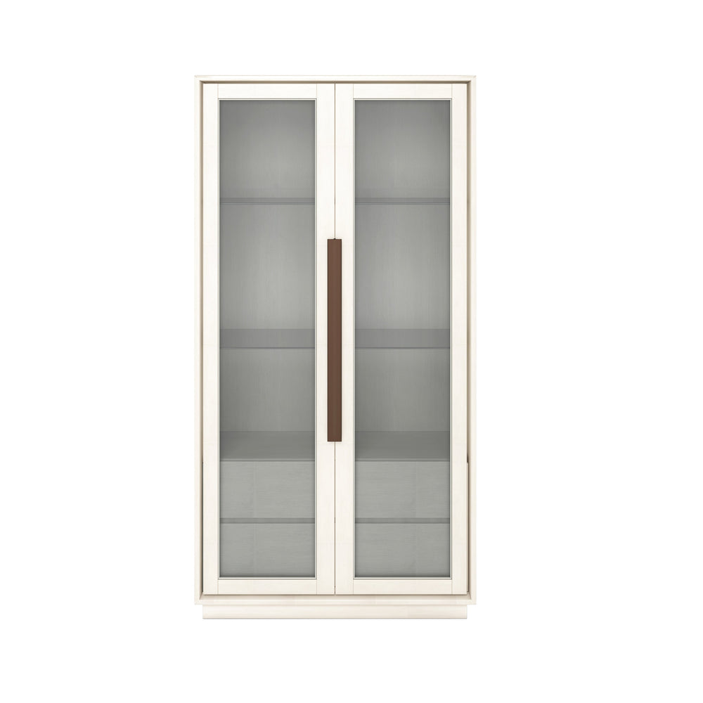 A.R.T. Furniture Blanc Display Cabinet - Contemporary Alabaster & Burnished Bronze With Touch Lighting & Storage Drawers White Parawood Solids,Metal,Glass 289240-1040