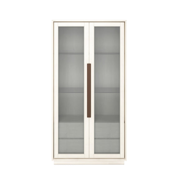 A.R.T. Furniture Blanc Display Cabinet - Contemporary Alabaster & Burnished Bronze With Touch Lighting & Storage Drawers White Parawood Solids,Metal,Glass 289240-1040