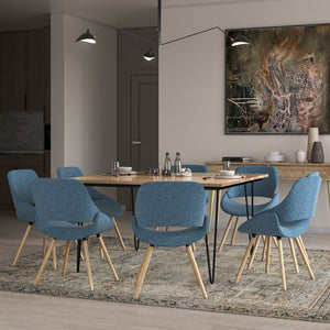 English Elm Malden Bentwood Dining Chair - Denim Blue Comfort With Light Brown Legs For Modern Spaces B136P158895