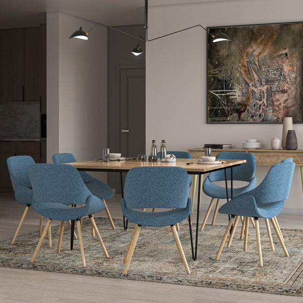English Elm Malden Bentwood Dining Chair - Denim Blue Comfort With Light Brown Legs For Modern Spaces B136P158895
