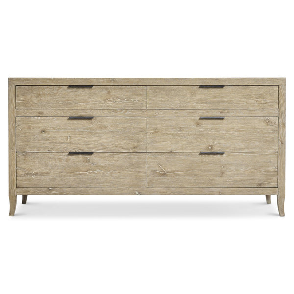 Bernhardt Bernhardt Tribeca Dresser In Aurum White Oak With 6 Soft-Close Drawers, Textured Steel Pulls, 68" 333050
