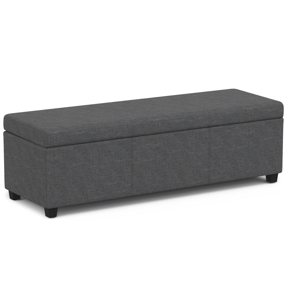 English Elm Avalon Extra Large Storage Ottoman Bench - Slate Grey Upholstered Seat With Hidden Compartment B136P158658