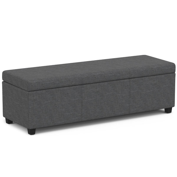 English Elm Avalon Extra Large Storage Ottoman Bench - Slate Grey Upholstered Seat With Hidden Compartment B136P158658