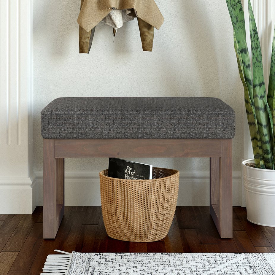English Elm Milltown Small Footstool Ottoman - Elegant Ebony Tweed For Versatile Seating & Stylish Accents B136P159089