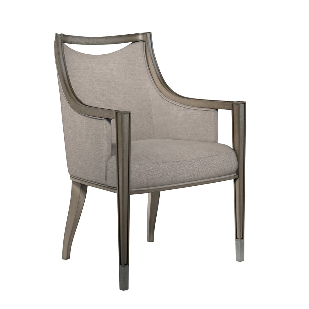 A.R.T. Furniture Cove Arm Chair - Elegant Transitional Glam Style, Curved Back Design, Luxurious Mushroom Upholstery Grey Rubberwood Solids,Foam,Fabric,Metal 349207-2743