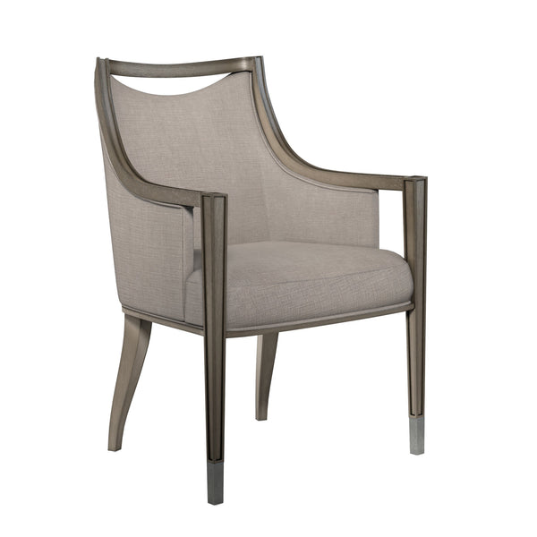 A.R.T. Furniture Cove Arm Chair - Elegant Transitional Glam Style, Curved Back Design, Luxurious Mushroom Upholstery Grey Rubberwood Solids,Foam,Fabric,Metal 349207-2743
