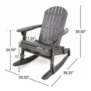 English Elm Christopher Knight Home® - MALIBU Adirondack Rocking Chair in Handcrafted Acacia Wood for Patio, Weather-Resistant Comfort & Style DARK GREY 43 L x 28 W x 14.5 H 61681.00DGRY
