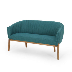 English Elm Loveseat Mid-century Modern Channel Tufted Upholstered Sofa with Rubberwood Tapered Legs 65780.00FT