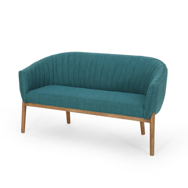 English Elm Loveseat Mid-century Modern Channel Tufted Upholstered Sofa with Rubberwood Tapered Legs 65780.00FT