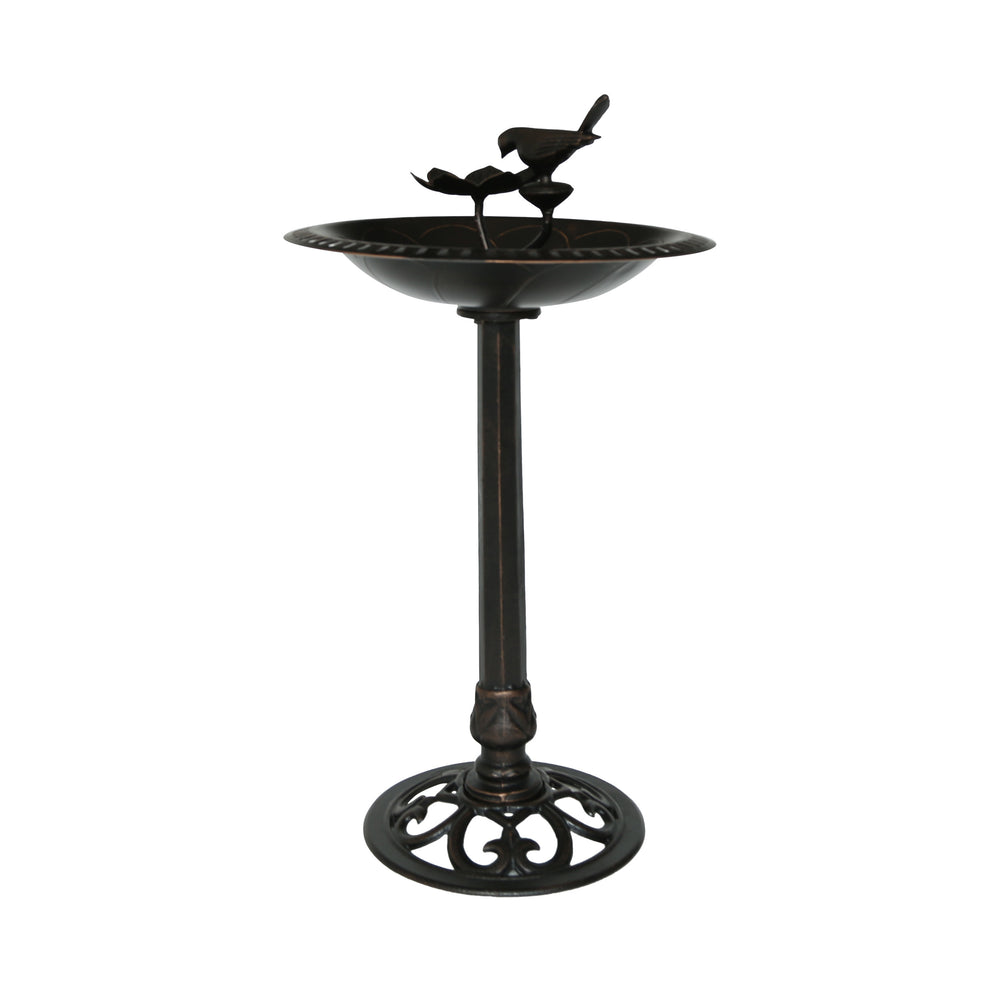English Elm Christopher Knight Home® - Outdoor Aluminum and Iron Bird Bath Antique Bronze Finish — Rust‑Proof Cast Aluminum Basin, Cast Iron Base, Handcrafted Detail, 33.5" Height 64411.00COP