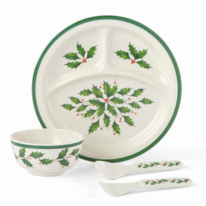 Lenox Holiday Children's 4-Piece Dinner Set Red & Green, IVORY MELAMINE 885787