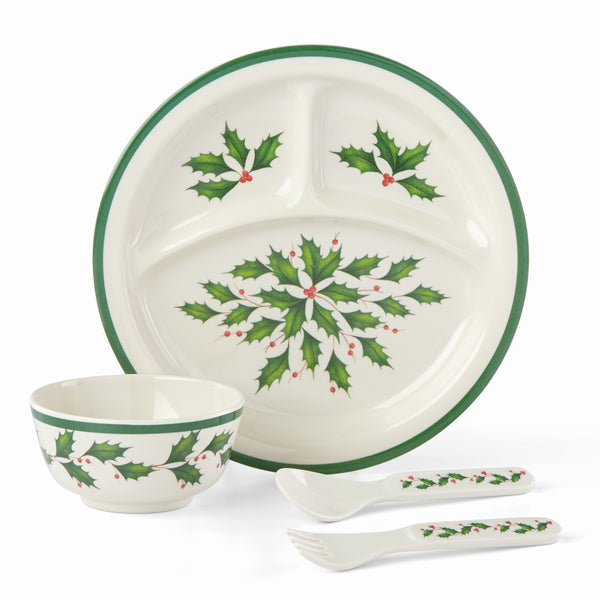 Lenox Holiday Children's 4-Piece Dinner Set Red & Green, IVORY MELAMINE 885787