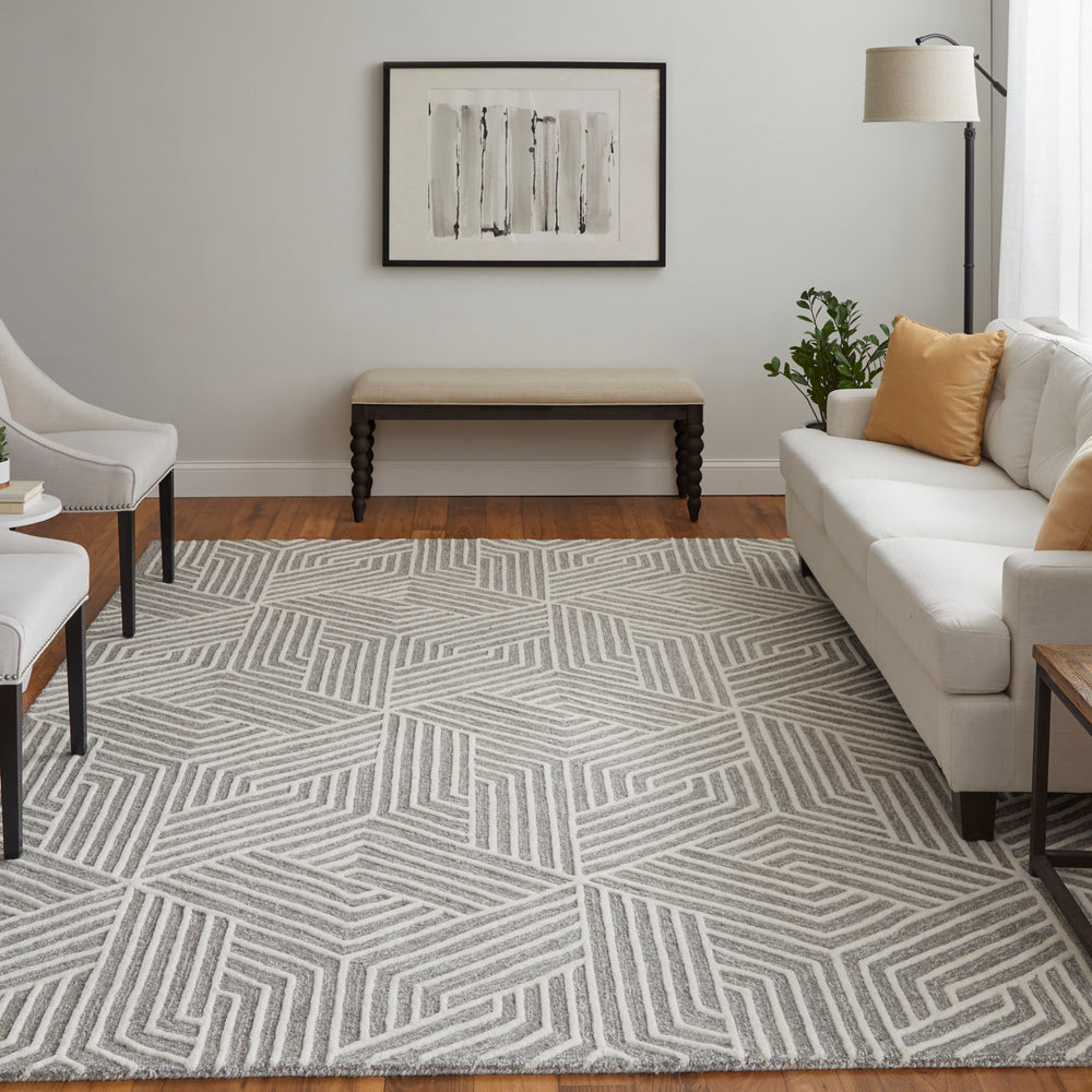 Feizy Rugs Lytton Hand-tufted Wool Geometric Rug – Durable, Stylish, And Perfect For Any High-traffic Space Gray,Ivory Wool T24t8010grycrmp00