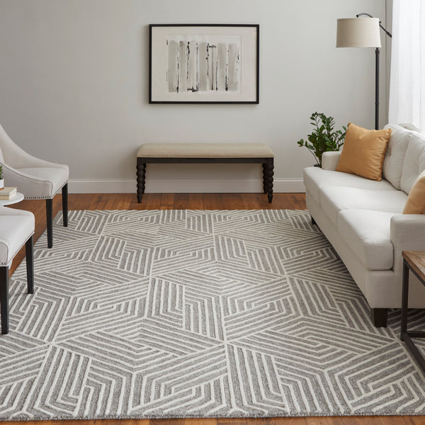 Feizy Rugs Lytton Hand-tufted Wool Geometric Rug – Durable, Stylish, And Perfect For Any High-traffic Space Gray,Ivory Wool T24t8010grycrmp00