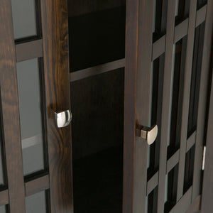 English Elm Bedford Low Storage Media Cabinet - Elegant Dark Tobacco Brown With Adjustable Shelves & Glass Doors B136P158118