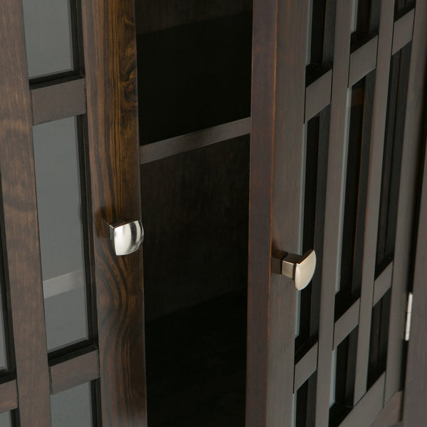 English Elm Bedford Low Storage Media Cabinet - Elegant Dark Tobacco Brown With Adjustable Shelves & Glass Doors B136P158118