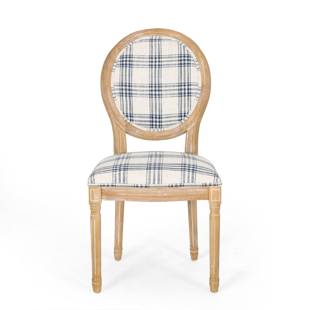 English Elm Christopher Knight Home® - Kd Upholstered Dining Chairs - Elegant French Country Design With Round Backrest & Fluted Legs 60352.00DBLUPLD