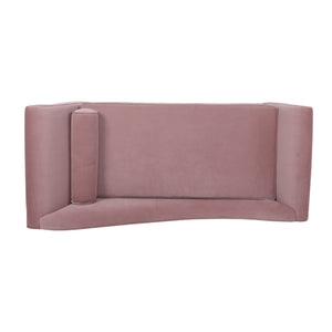 English Elm Chaise Lounge Velvet Upholstered with Birch Legs Elegant Salon Style Living Room Accent Pink 69103.00DUSPNK