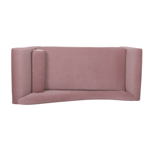 English Elm Chaise Lounge Velvet Upholstered with Birch Legs Elegant Salon Style Living Room Accent Pink 69103.00DUSPNK
