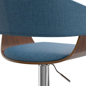 English Elm Lowell Adjustable Swivel Bar Stool - Mid-Century Modern Design In Blue Linen For Kitchen & Bar B136P158831