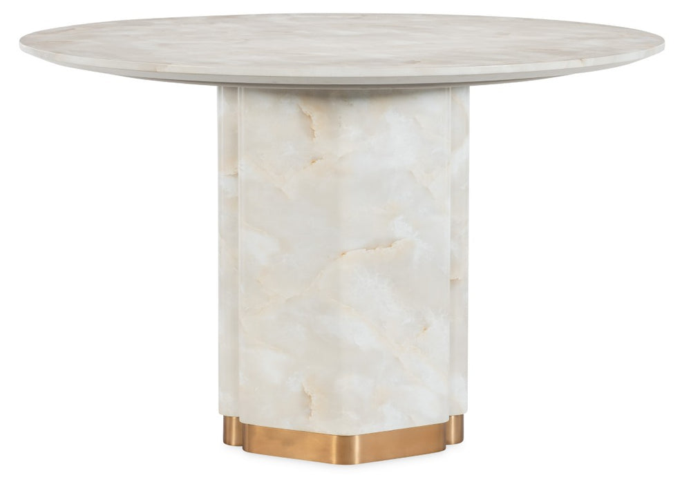 Hooker Furniture Eleana Faux Onyx Round Dining Table With Sunlit Bronze Pedestal — Modern 48" Compact Elegance 7252-75213-00