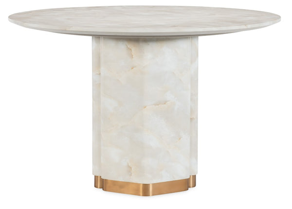 Hooker Furniture Eleana Faux Onyx Round Dining Table With Sunlit Bronze Pedestal — Modern 48" Compact Elegance 7252-75213-00