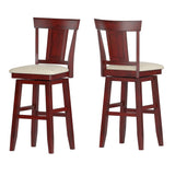 Homelegance By Top-Line Juliette Panel Back Wood Swivel Bar Stool Red Rubberwood