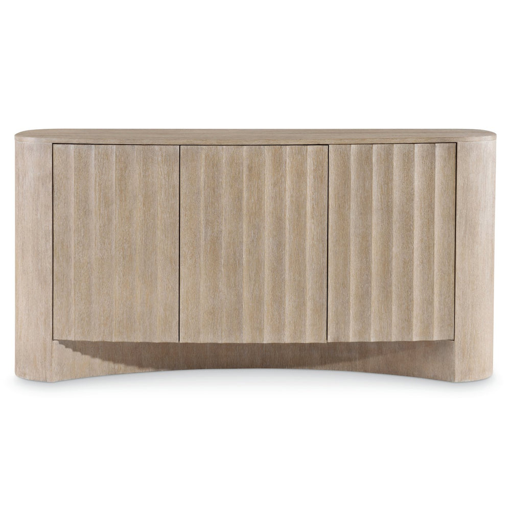 Bernhardt Bernhardt Loggia Buffet With Travertine Top — Fluted Scalloped Doors, Wire-Brush Oak, Soft-Close Storage (34"H) 345135