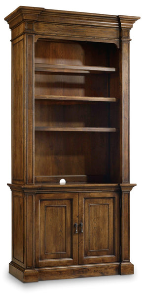 Hooker Furniture Archivist Mid-Century French-Style Bookcase With Glass Doors, Adjustable Shelves & Integrated Lighting 5447-10446