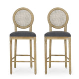 Christopher Knight Home® - Noble House - Epworth French Country Wooden Barstools with Upholstered Seating (Set of 2)