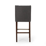 Christopher Knight Home® - Noble House - Bayliss Contemporary Wingback Fabric Barstools, Charcoal and Espresso - Set of 2