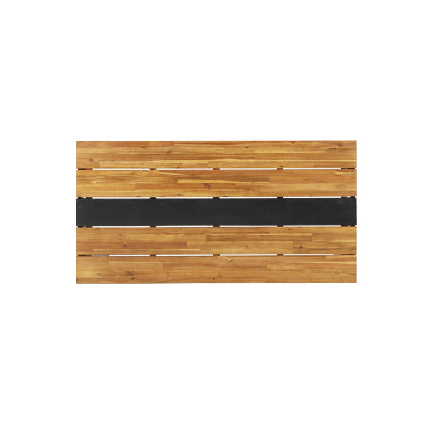 English Elm Lindsey Acacia Wood and Steel Dining Table Seats Six with Slatted Industrial Design 71985.00