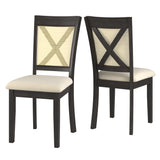 Homelegance By Top-Line Delroy Cane Accent X-Back Dining Chairs (Set of 2) Black Rubberwood